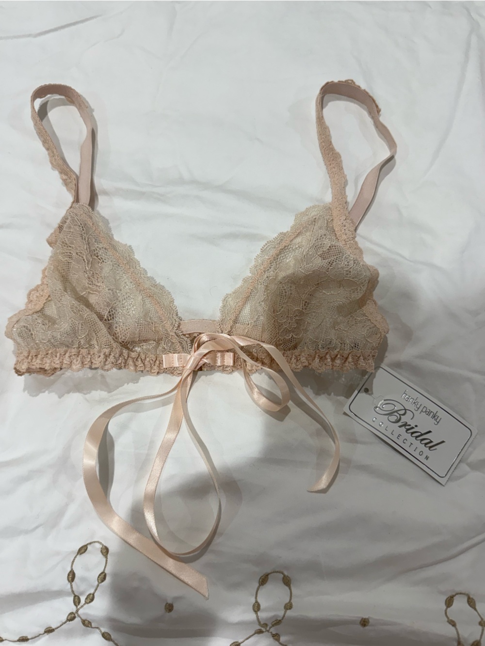 Hanky Panky Sheer Lace Bralette in Nude Blush XS Bridal Collection